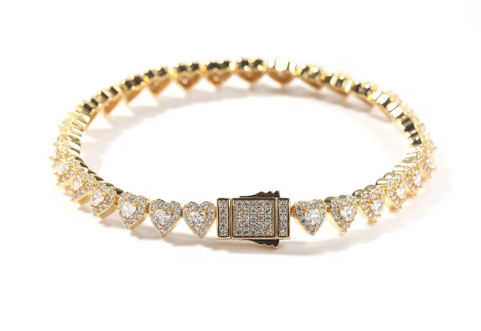 💎 Iced Heart Tennis Bracelet