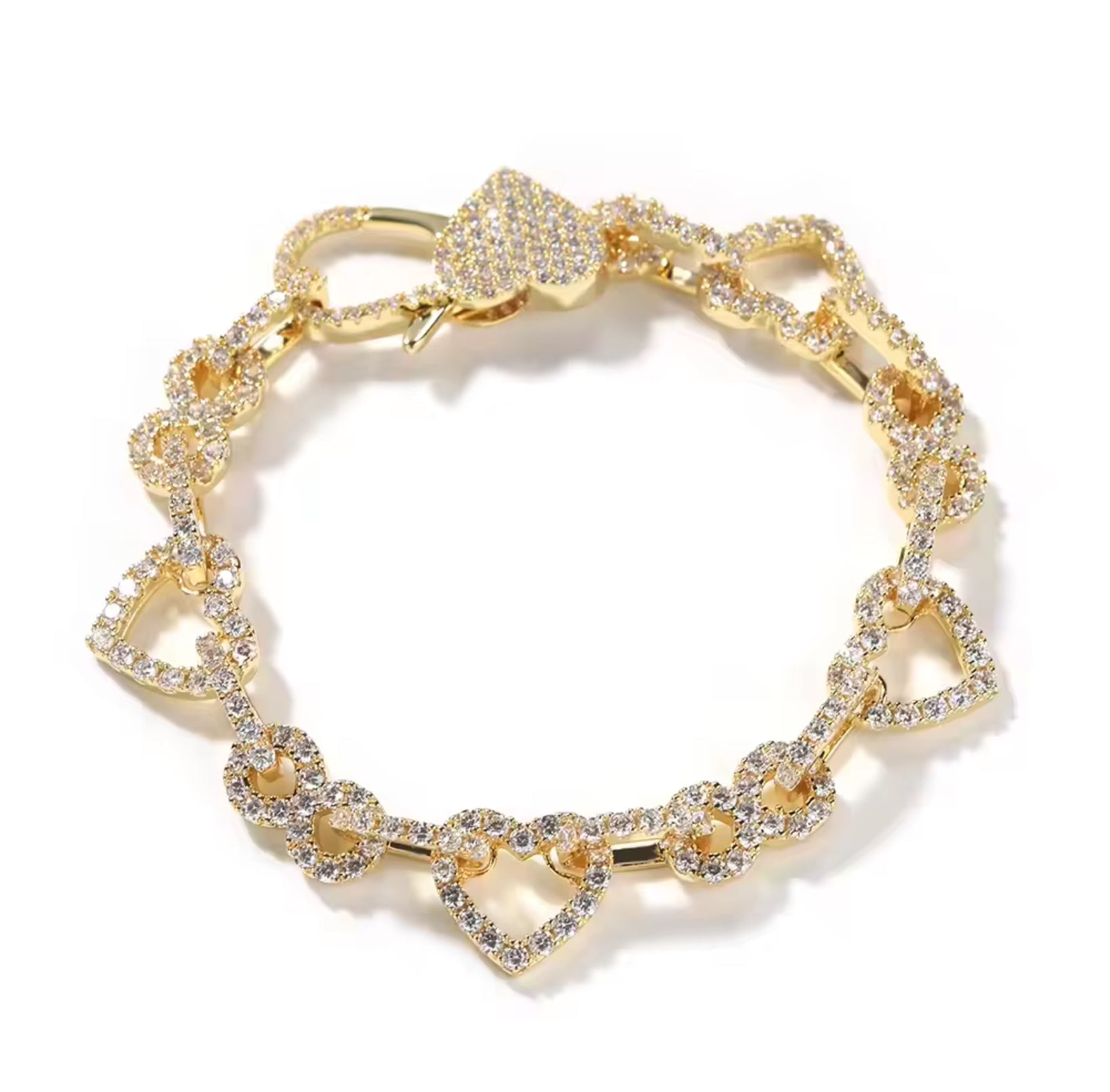 Sparkling Heart Link Bracelet – Luxury Love Collection