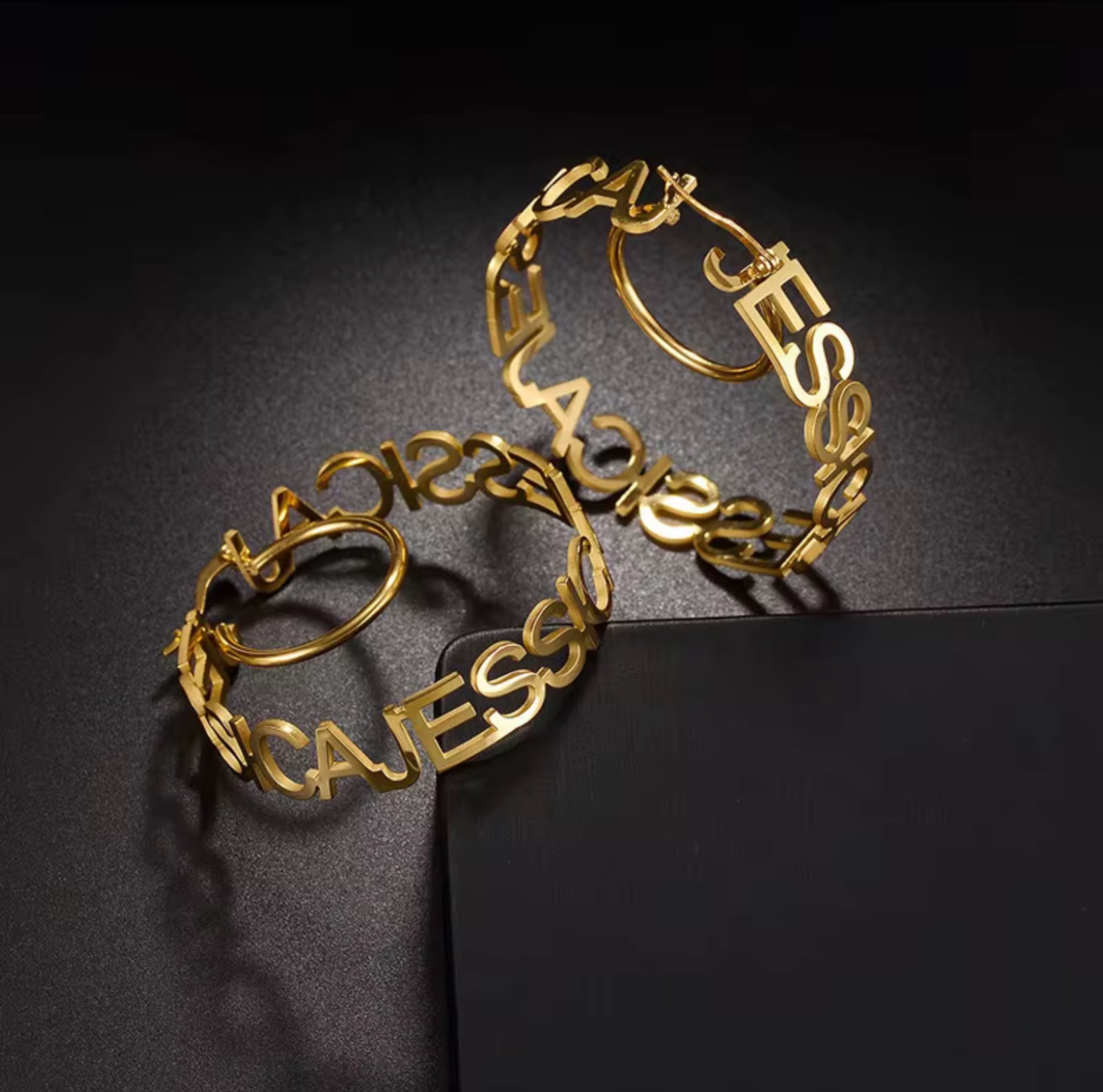💛 Customize Name Letter Hoop Earrings