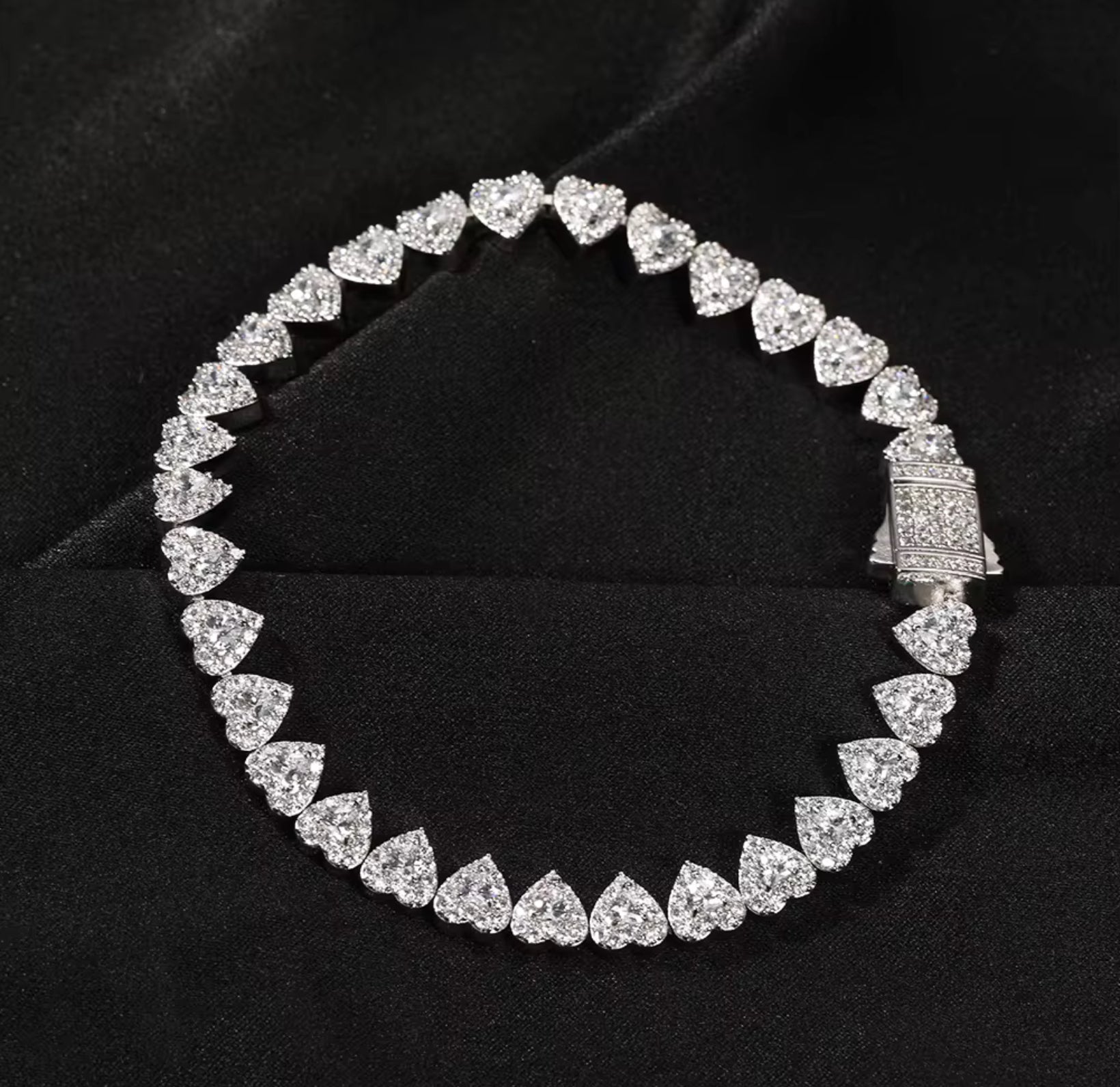 💎 Iced Heart Tennis Bracelet